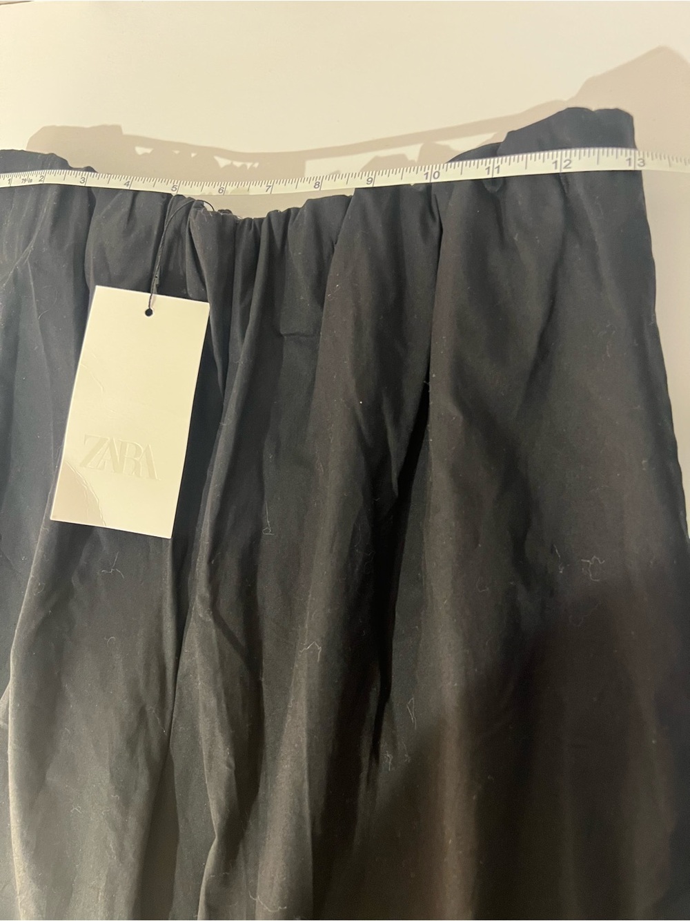 ZARA Cotton Poplin Wide-Leg Cropped Pull-On Culotte Pants in Black S NWT - Picture 7 of 9